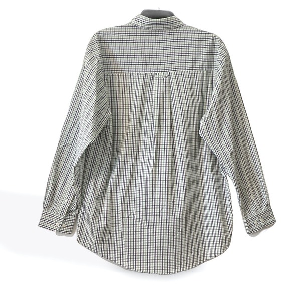 Saddlebred Mens Medium Long Sleeve Tattersall Check Button Down Shirt Blue Green - Picture 2 of 10